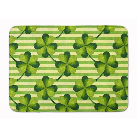 Carolines Treasures Watercolor Shamrock Stripes Machine Washable Memory Foam Mat BB7557RUG